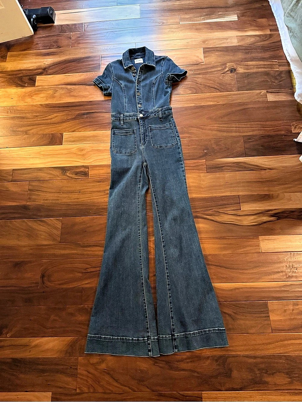 Mumu Everhart Jumpsuit Denim Wide Leg Jumpsuit in Blue Small